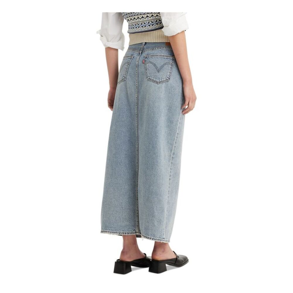 LEVI'S Womens Blue Zippered Maxi Paneled Skirt  Size 30 - Picture 2 of 4